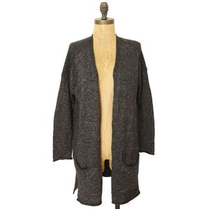 CASLON Nordstrom Open Sweater Long Cardigan Petite XS Dark Gray Pockets EUC B55